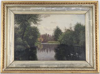 19th Century Landscape Painting, Monogrammed
