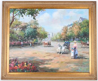 Signed, Painting of Paris Street Scene