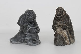 (2) Carved Inuit Figures, One Signed