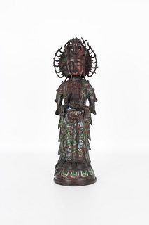 Marked, Antique Chinese Cloisonne Guanyin Figure