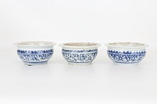 (3) Antique Chinese Blue and White Bowls