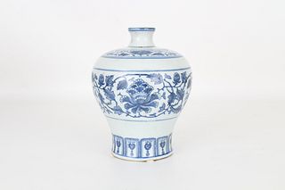 Marked, Chinese Blue and White Floral Vase