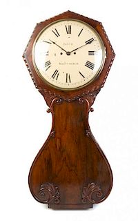 A Victorian Mahogany Wall Clock, J.B. JOYCE, Height 38 inches.