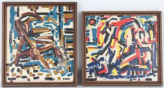 (2) Hess, Mid Century Abstract Paintings