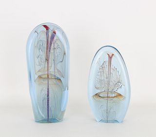 (2) Bill Slade Art Glass Sculptures
