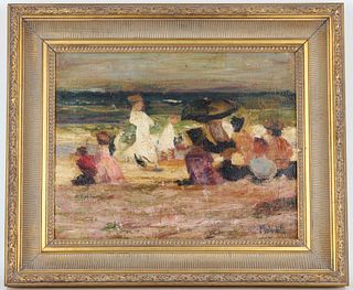 Mary Mulvihill, "Outing at the Beach" Oil Painting