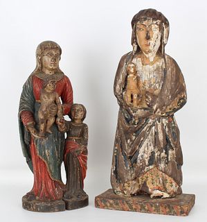 (2) Antique Carved Spanish Santos Figures