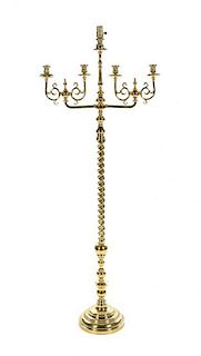 * An English Brass Five-Light Candelabrum, EARLY 20TH CENTURY, Height 62 inches.