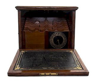 * A Victorian Walnut Stationery Box, WARD & CO., LONDON, Height 12 x width 13 1/4 x depth 9 inches.