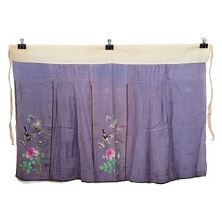 A PURPLE-GROUND EMBROIDERED FLORAL SKIRT