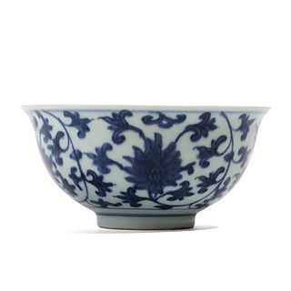 A BLUE AND WHITE 'LOTUS' BOWL