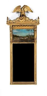 A Federal Giltwood Pier Mirror, Height 46 x width 20 inches.