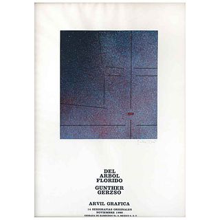 GUNTHER GERZSO, Cartel de presentación de la carpeta Del árbol florido, 1980, Firmada y fechada, Serigrafía s/n de tiraje, 30 x 30 cm | GUNTHER GERZSO