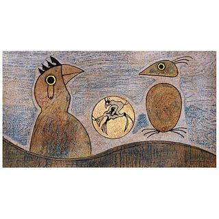 MAX ERNST, Deux Oiseaux, 1970, Firmada en plancha, Litografía sobre papel Arches s/n, 33.5 x 61 cm | MAX ERNST, Deux Oiseaux, 1970, Signed on plate, L