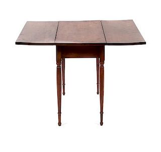 * An American Cherry Drop-Leaf Table, 19TH CENTURY WITH LATER FINISH, Height 29 1/2 x width 41 1/2 x depth 42 inches.