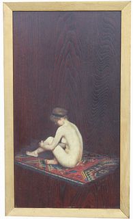 Signed, Nude Woman with Persian Rug Painting