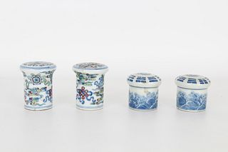 (2) Pairs of Chinese Porcelain Scroll Ends