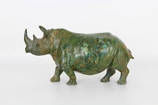 Vintage Carved Marble Rhinoceros