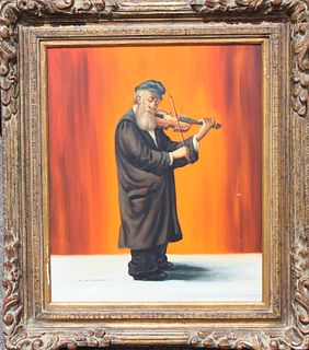 Abraham Straski (1903 - 1987) Jewish Man w/ Violin