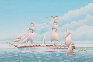 Keith Reynolds (B 1929) "Warship SMS Nautilus" Oil