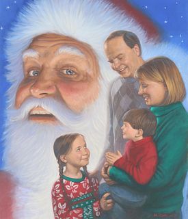 Michael Garland (B. 1952) "Christmas Family" Oil