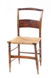 An American Victorian Oak Side Chair, Height 34 inches.