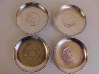 SET 4 CHINESE SILVER COIN TRAYS