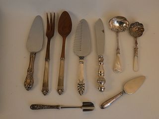 9 ASSORTED SILVER SERVING PIECES