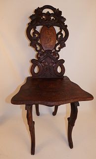 BLACK FOREST ANTIQUE INLAID CHAIR