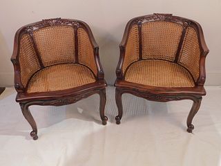 PAIR LOUIS XV CANED CHAIRS