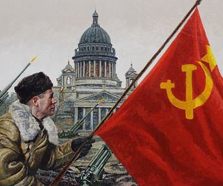 Brian Sanders (B. 1937) Siege of Leningrad Lifted