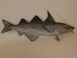 CARVED WOOD FISH PLAQUE