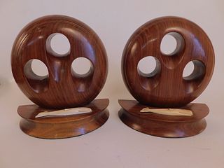 ROSEWOOD & WHALE BONE BOOKENDS