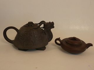2 CHINESE POTTERY TEAPOTS