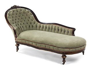 A Victorian Mahogany Fainting Couch, Width 74 inches.