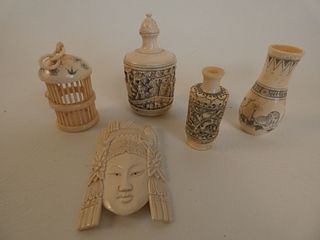 5 CARVED JAPANESE ITEMS