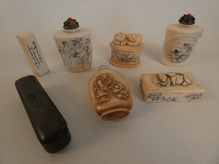 6 CARVED JAPANESE PIECES