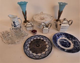 ASSORTED OLD GLASS & CHINA LOT 