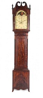A Mahogany Tall Case Clock, Height 96 inches.