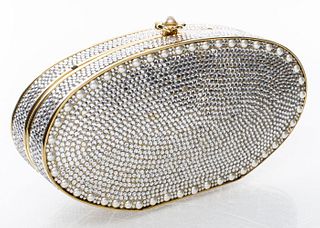 Judith Leiber Crystal And Faux-Pearl Minaudiere