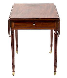 * An American Sheraton Mahogany Pembroke Table, NEW YORK, CIRCA 1800, Height 28 1/2 x width 44 x depth 34 inches.