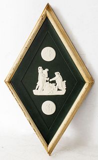 Neoclassical Bisque Plaques Framed in Shadowbox