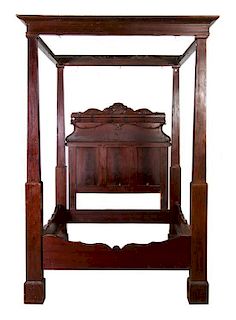 * An American Mahogany Tester Bed, MID-19TH CENTURY, Height 49 x width 54 1/8 x depth 86 inches.
