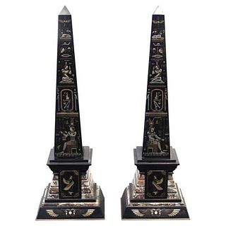 Egyptian Revival Marble Obelisks, Pair