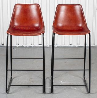 Leather Upholstered Tall Stools, 2