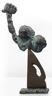 Illegibly Signed Brutalist Bronze Sculpture