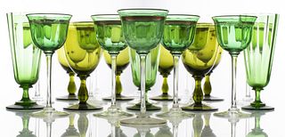 Assembled Green Water And Cordial Glasses, 22