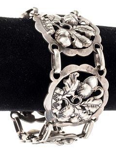 Georg Jensen Style Vintage Silver Acorn Bracelet