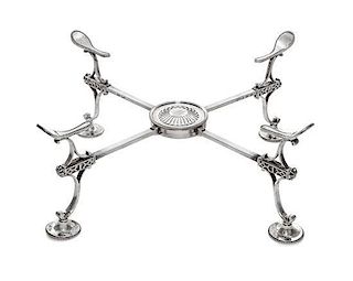 * A George III Silver Dish Cross, Burrage Davenport, London, 1779, of typical adjustable form, with beaded circular feet.