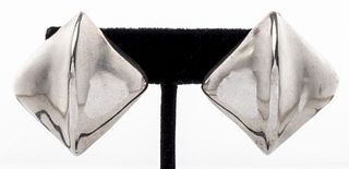 Tiffany & Co. Silver Modern Domed Square Earrings